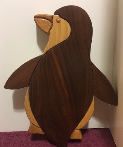 Multi colored hardwood penguin - multi,
